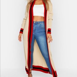 PLUS STRIPE MAXI LENGTH CARDIGAN